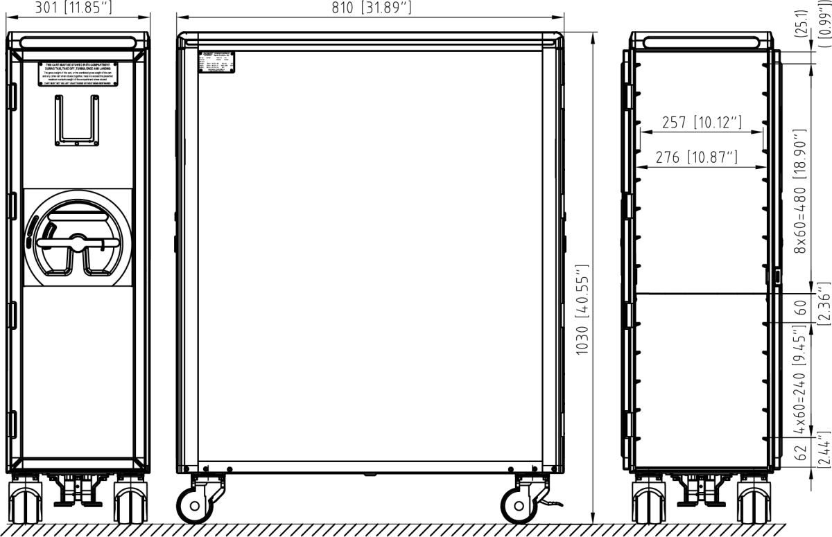 Drawing for M-1 Series Full Size Cart without Dry Ice Trays