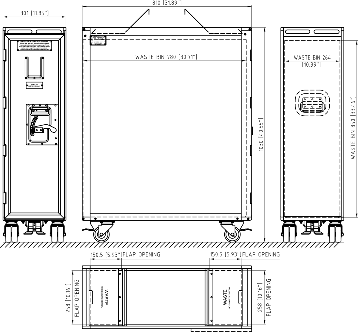 Drawing for FS Waste Cart Top Load