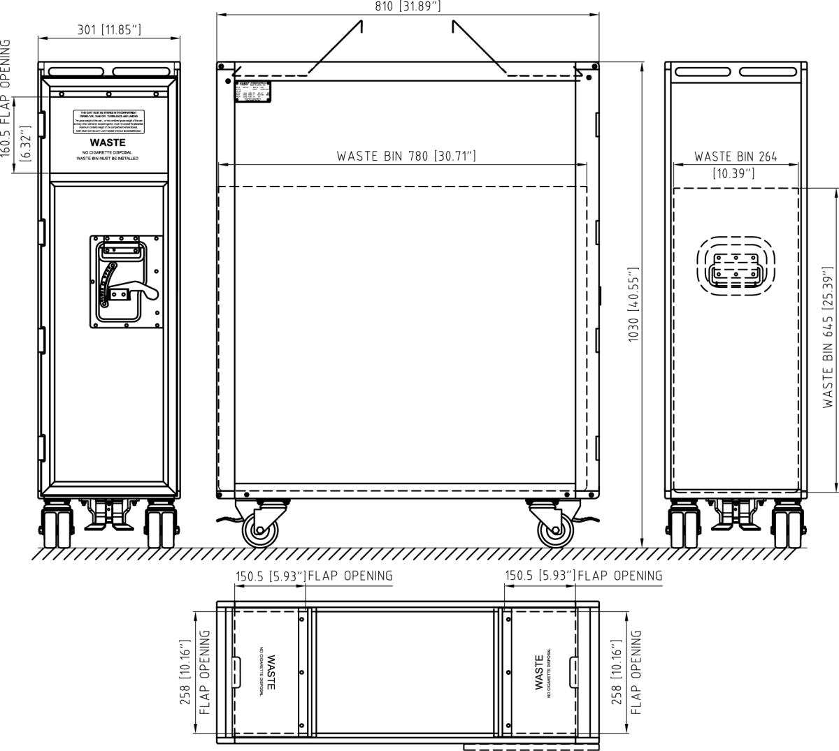 Drawing for FS Waste Cart Top/Door Load